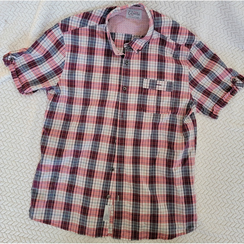 Vintage 7 Diamonds Size Large-- Red/Gray Plaid 1 Pocket See Pics